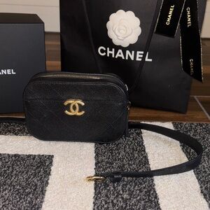 Chanel CC stitched caviar waist bag